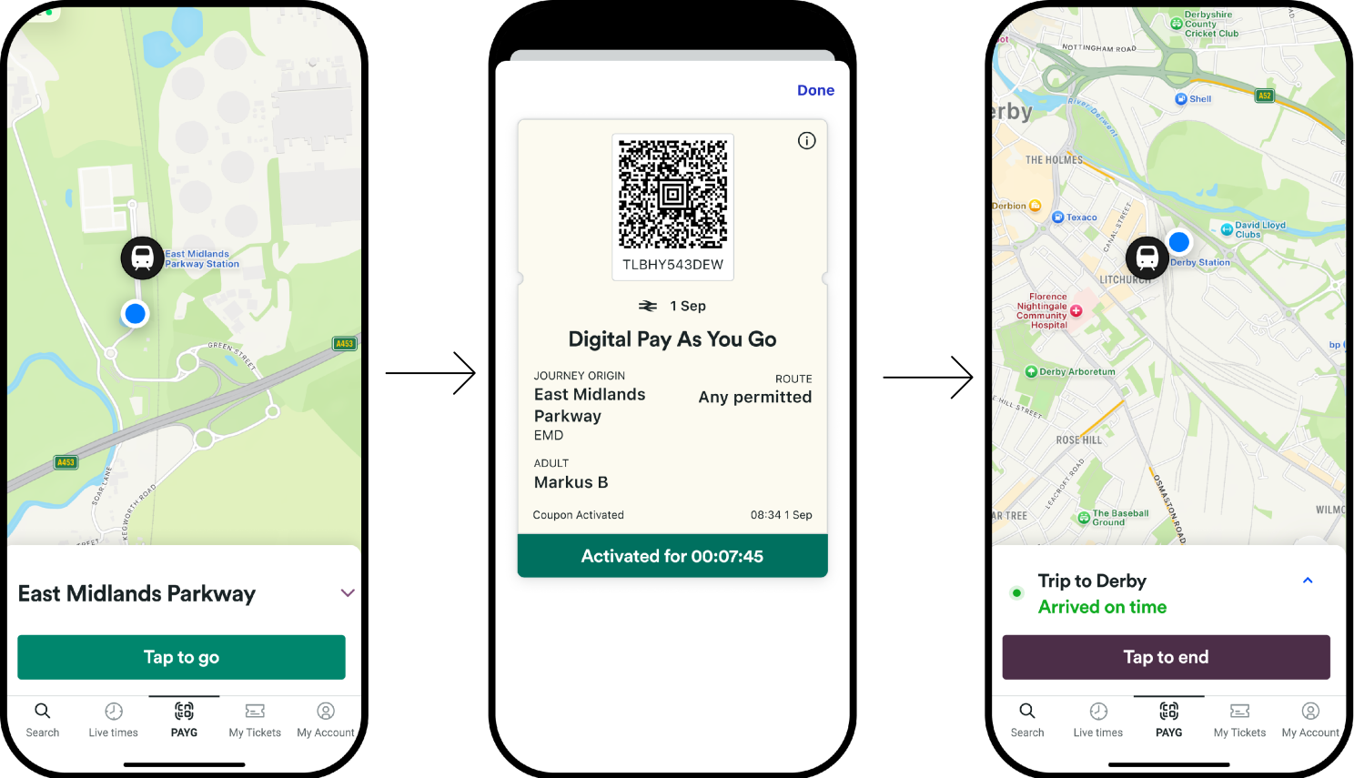 Screenshots of DPAYG process. Source: East Midlands Railway website